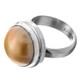 925 Silver 15mm South Pacific Ocean Cultured Gold Mabe Pearl Sterling Adj Ring