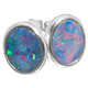 925 Silver Dark Blue Natural Large Australian Opal Sterling Stud Earrings, 9/16"