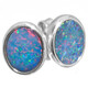 925 Silver Dark Blue Natural Large Australian Opal Sterling Stud Earrings, 9/16"