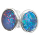925 Silver Dark Blue Natural Large Australian Opal Sterling Stud Earrings, 9/16"