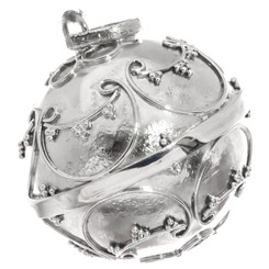 925 Silver 24mm Harmony Ball Chime Round Bali Sterling Pendant, 1 1/4"