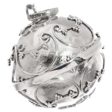 925 Silver 24mm Harmony Ball Chime Round Bali Sterling Pendant, 1 1/4"