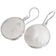 925 Silver Round White Oyster Mother Of Pearl Shell Pear Sterling Earrings, 3/4"