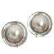 925 Silver Oyster Mabe Blister Pearl In Shell Sterling Omega Post Earrings, 7/8"