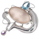 925 Silver Huge Blue Topaz Sparkling Agate Druzy Sterling Sliding Pendant, 3"