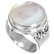 925 Silver Iridescent White Oyster Mother Of Pearl Solid Sterling Ring, 3/4"