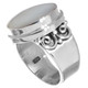 925 Silver Iridescent White Oyster Mother Of Pearl Solid Sterling Ring, 3/4"