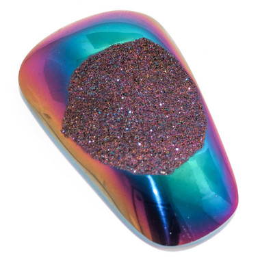 Freeform Rainbow Titanium Agate Druzy Drusy 42x26mm Cabochon US Made, 1 5/8"