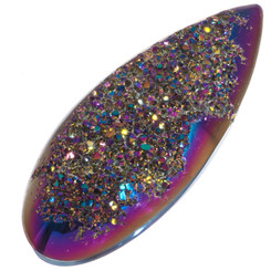 Pear Rainbow Titanium Agate Druzy 50x20mm Teardrop Cabochon US Made, 2"