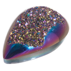 Pear Rainbow Titanium Agate Druzy 47x30mm Teardrop Cabochon US Made, 1 7/8"
