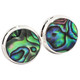 925 Silver Genuine Paua Abalone Shell Sterling Stud Earrings, 5/8"