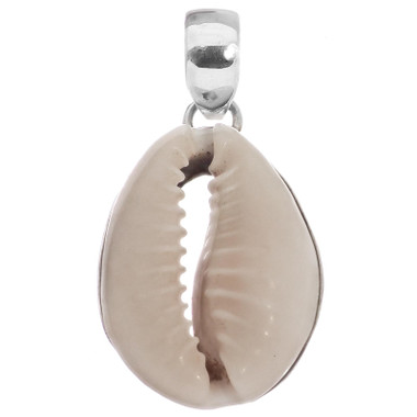 925 Silver Beach Tropical Cowry Shell Sterling Pendant, 1 1/4"