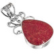 925 Silver Red Sponge Coral Teardrop Sterling Filigree Pendant, 1 3/8"