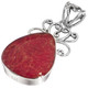 925 Silver Red Sponge Coral Teardrop Sterling Filigree Pendant, 1 3/8"
