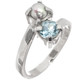 925 Silver Natural Blue Topaz White Freshwater Button Pearl Sterling Ring