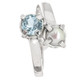 925 Silver Natural Blue Topaz White Freshwater Button Pearl Sterling Ring