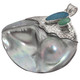 925 Silver Blister Pearl Natural Opal Emerald Pendant, 2 5/16"