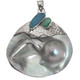 925 Silver Blister Pearl Natural Opal Emerald Pendant, 2 5/16"