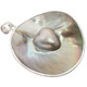 925 Silver Heart Mabe Blister Pearl In The Shell Sterling Pendant, 2 1/4"