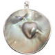 925 Silver Heart Mabe Blister Pearl In The Shell Sterling Pendant, 2 1/4"