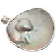 925 Silver Heart Mabe Blister Pearl In The Shell Sterling Pendant, 2 1/4"