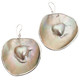 925 Silver Heart Shape Blister Mabe Pearl Shell Sterling Earrings,1 5/8"