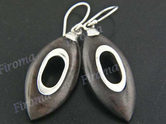 1 7/16" 925 Silver Sono Wood French Hook Earrings
