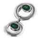 925 Silver Genuine Double Emerald In Hoops Sterling Sliding Pendant, 1 1/2"