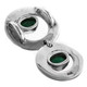 925 Silver Genuine Double Emerald In Hoops Sterling Sliding Pendant, 1 1/2"