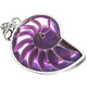 925 Silver Cool Open Purple  Nautilus Shell Sterling Pendant, 1 3/4"
