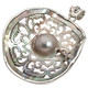 925 Silver Round Carving Mabe Mother Of Pearl Shell Sterling Pendant, 2 5/8"