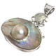 925 Silver Design Mabe Pearl Moonstone Gemstone Pendant, 2 1/16"