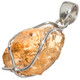 Genuine Brazilian Untreated Citrine Rough 925 Sterling Silver Pendant, 1 3/8"