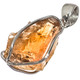 Genuine Brazilian Untreated Citrine Rough 925 Sterling Silver Pendant, 1 3/8"