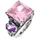 Bold 14mm Pink Quartz Amethyst 925 Sterling Silver Cocktail Ring