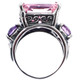 Bold 14mm Pink Quartz Amethyst 925 Sterling Silver Cocktail Ring