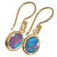 Australian Natural Opal Doublet Gold Plated On 925 Sterling Silver Earrings, 7/16"