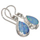 925 Silver Pear Australian Opal Pear Teardrop Earrings, 1/2"