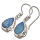 925 Silver Pear Australian Opal Pear Teardrop Earrings, 1/2"