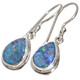 925 Silver Pear Australian Opal Pear Teardrop Earrings, 1/2"