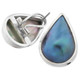 925 Silver Dainty Teardrop Blue Mabe Pearl Omega Stud Pear Earrings, 5/8"
