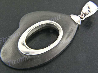1 15/16" 925 Silver Sono Wood Pendant
