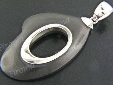 1 15/16" 925 Silver Sono Wood Pendant