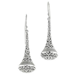 925 Silver Sophisticated Scrollwork Filigree Cz Sterling Drop Earrings, 1 1/2"