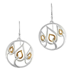925 Silver Flame In Hoops Filigree Matte Sterling Earrings, 1"