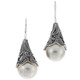 925 Silver Sophisticated Artisanal Crafted Shell Pearl Sterling Earrings, 1 1/8"