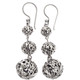 925 Silver Dangling Balls Scroll Filigree Sterling Dangle Drop Earrings, 1 5/8"