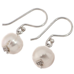 925 Silver White Pearl Sterling Drop Earrings, 1 3/16"