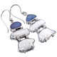 925 Silver Freshwater Stick Pearl Australian Opal Sterling Earrings, 1"