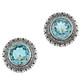 925 Silver Sparkling Scroll Filigree 9mm Blue Topaz Sterling Post Earrings, 5/8"